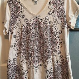 HANNAH SPORT V-neck short sleeve mandala print t-shirt XL/XG